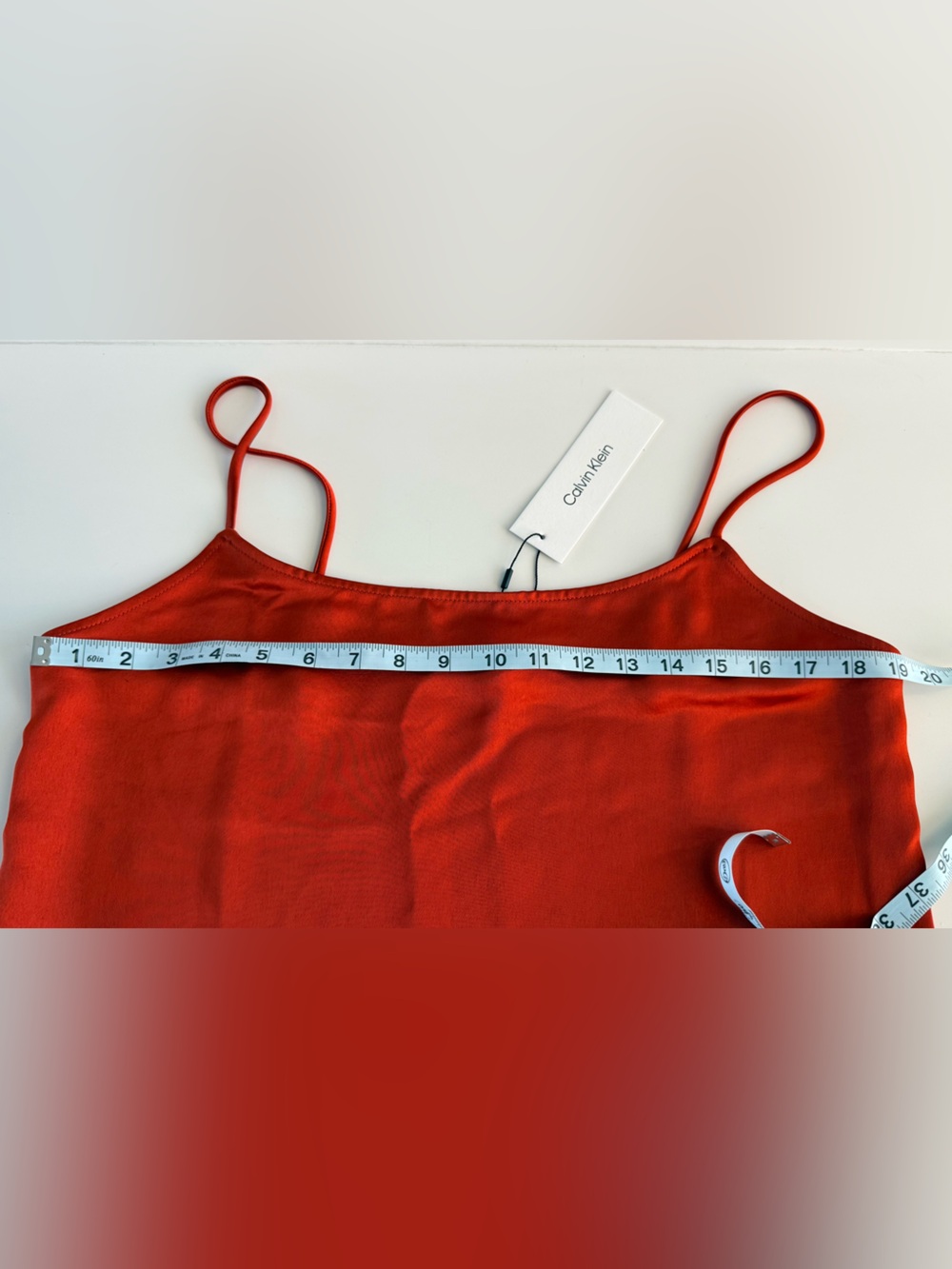 CALVIN KLEIN Burnt Orange Spaghetti Strap Maxi Slip Dress - Picture 6 of 8